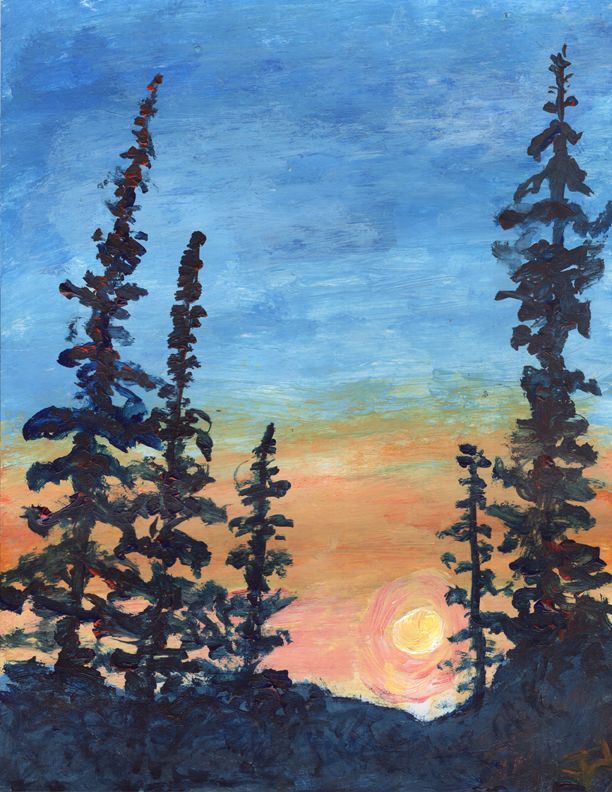 Acrylic on Cardstock 8.5 x 11in For Sale